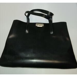 POURCHET PARIS Black Leather Crossbody/ Shoulder Bag / Purse